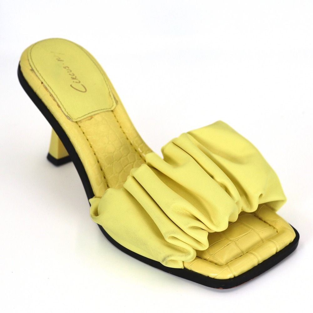 Circus by Sam Edelman Heeled Sandals Womens 7.5 Yellow Ruched Slade Square Toe